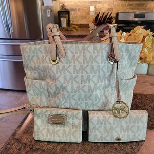 Michael Kors Handbag with Matching Wallet and Cosmetics Bag